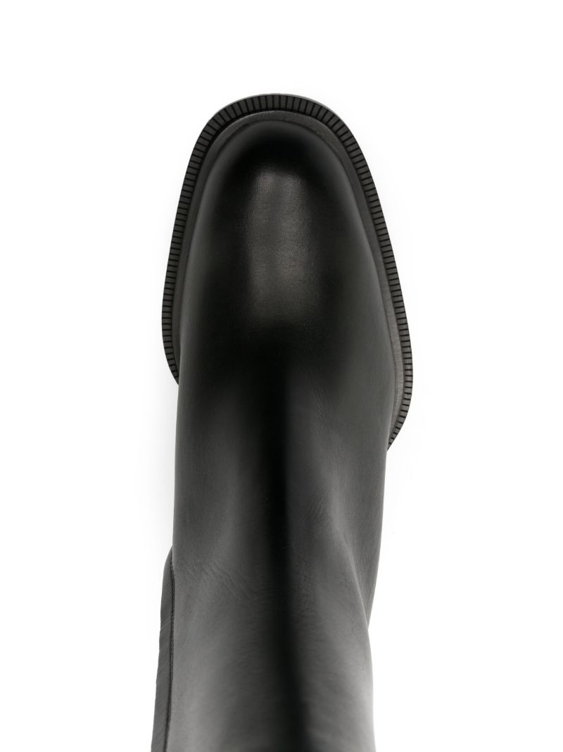 Black Cuban Stack Leather Boots