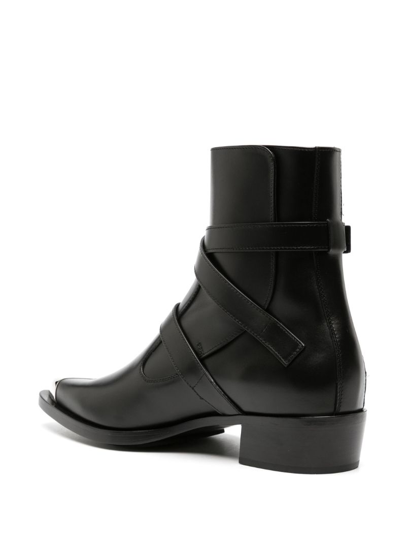 Black Punk Triple Strap Ankle Boots