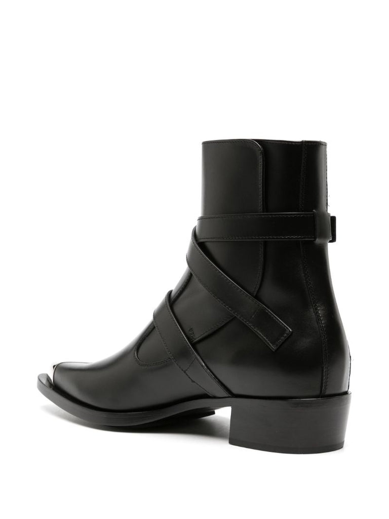 Black Punk Triple Strap Ankle Boots