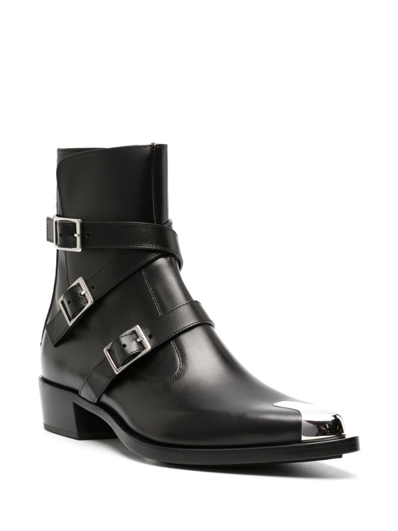 Black Punk Triple Strap Ankle Boots
