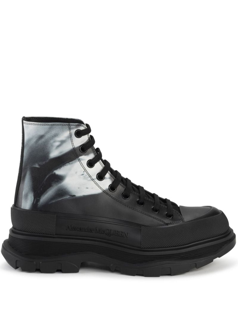 Black Solarised Flower Tread Slick Boots