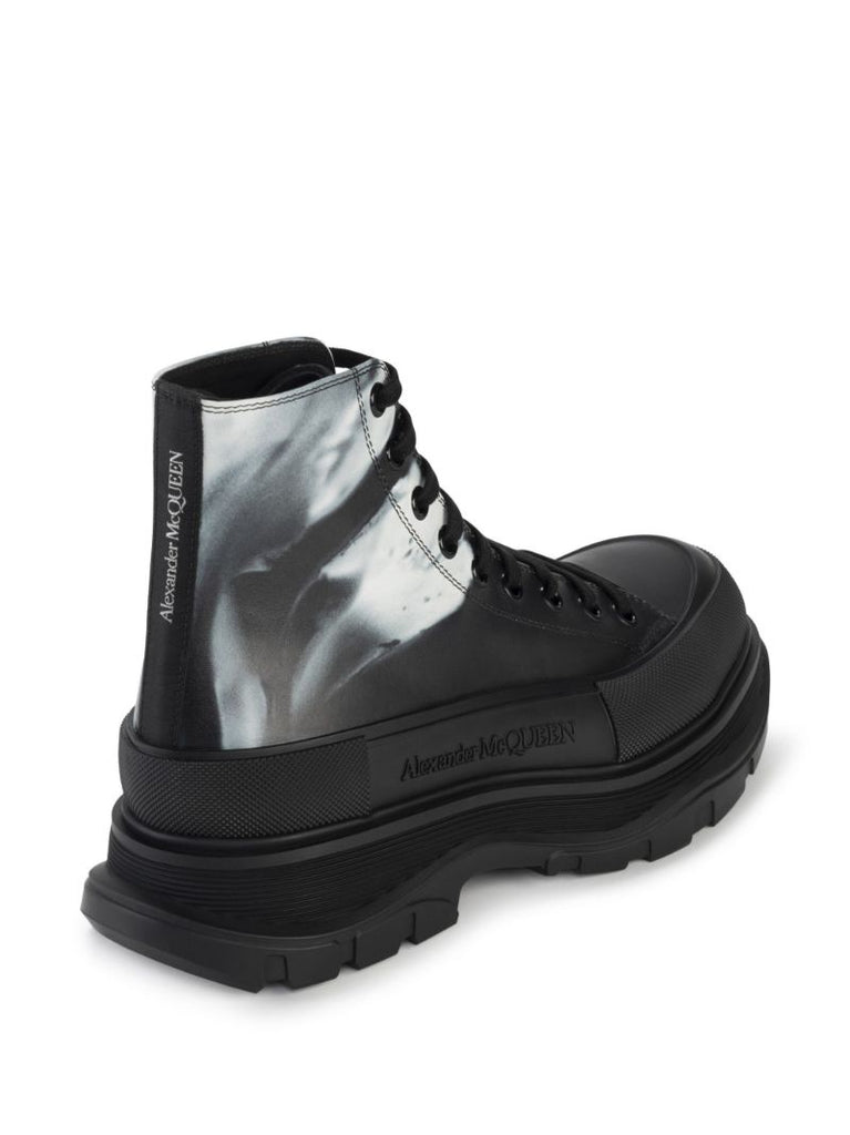 Black Solarised Flower Tread Slick Boots