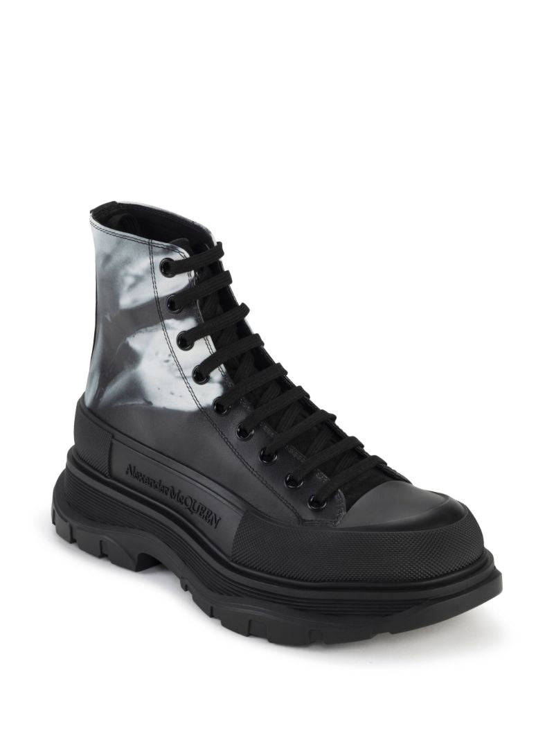 Black Solarised Flower Tread Slick Boots