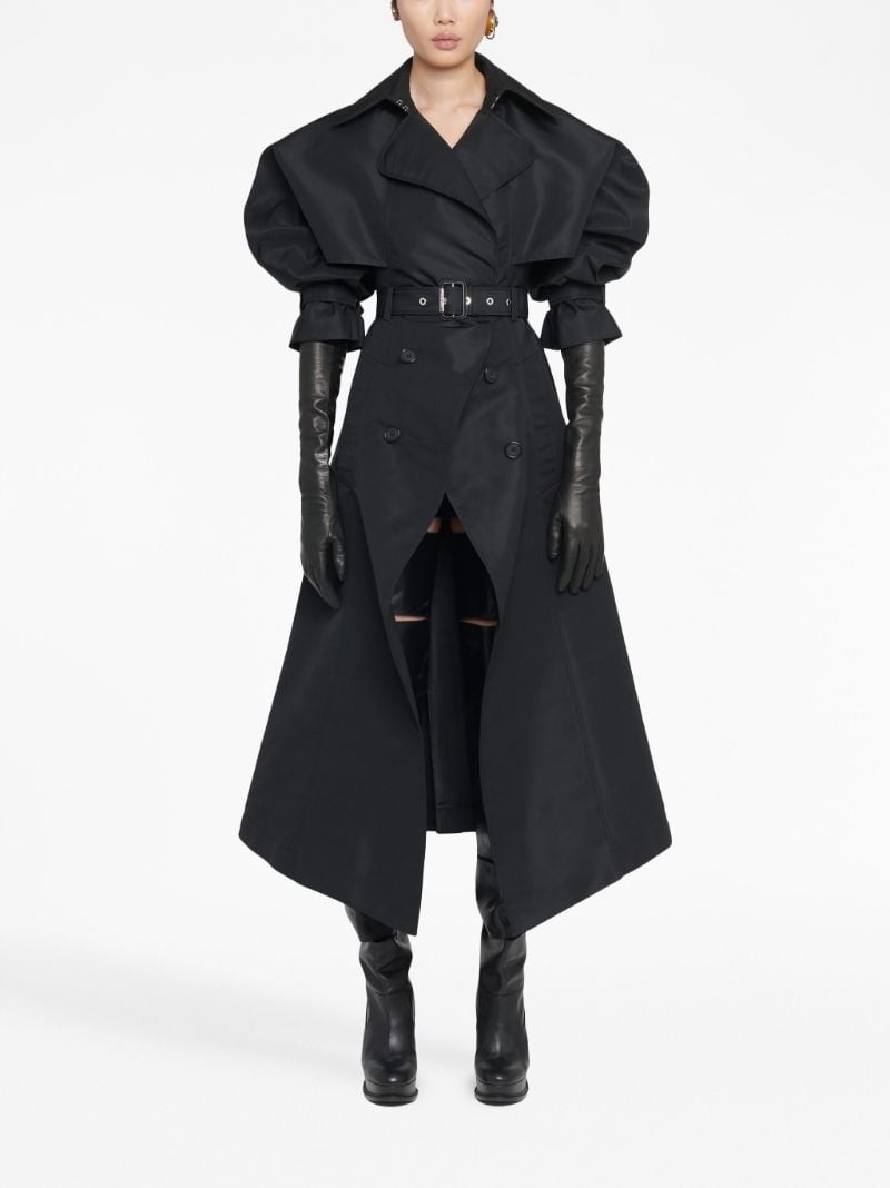 Black Cutaway Pleated Trench Coat
