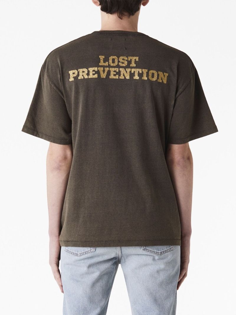 Brown Lost Graphic Print T-shirt