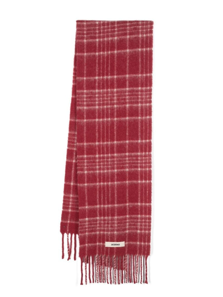Red Carro Check-jacquard Scarf