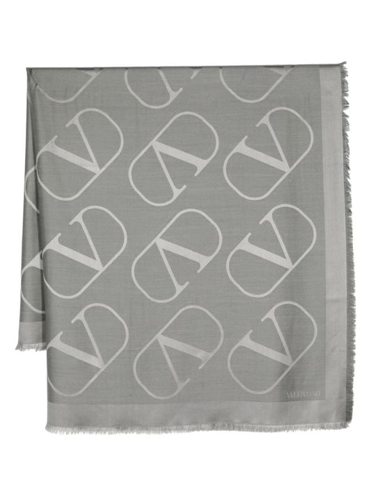 Grey Vlogo Printed Scarf
