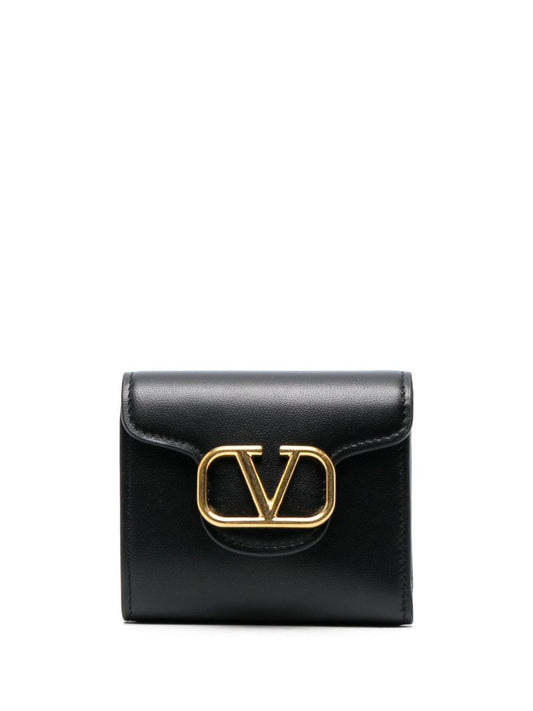 Black Vlogo Signature Leather Wallet