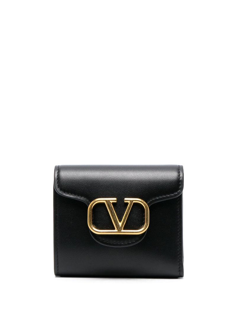 Black Vlogo Signature Leather Wallet