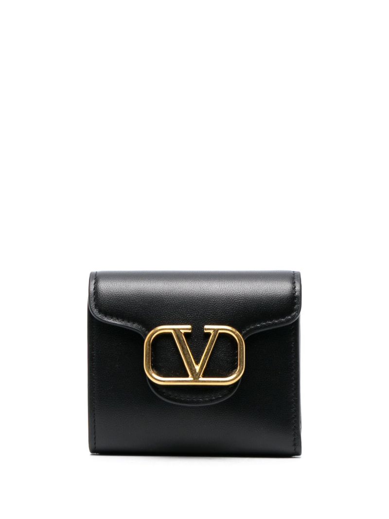 Black Vlogo Signature Leather Wallet