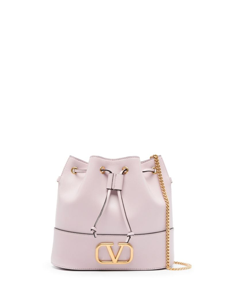 Pink Vlogo Signature Leather Bucket Bag