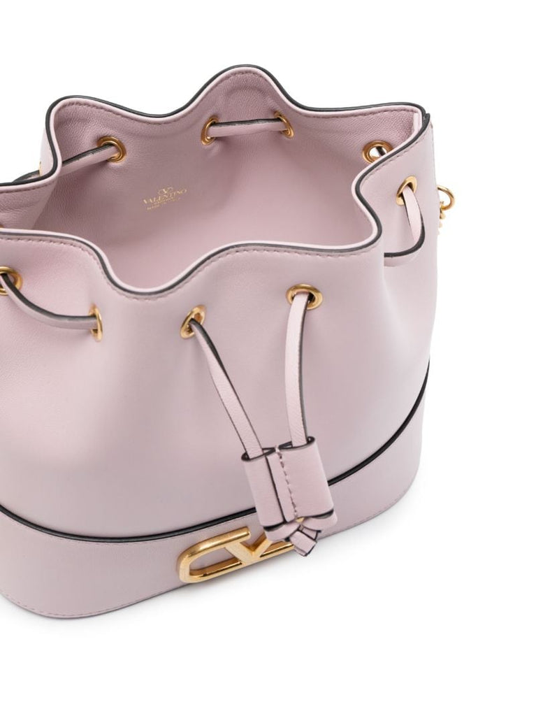 Pink Vlogo Signature Leather Bucket Bag