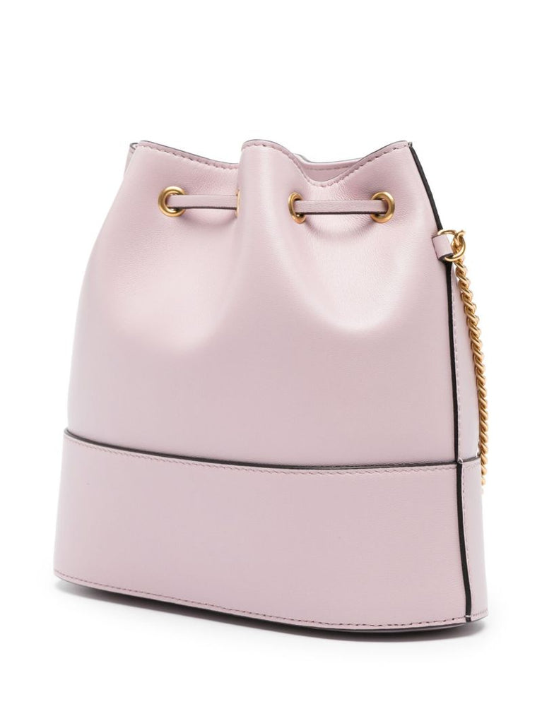 Pink Vlogo Signature Leather Bucket Bag