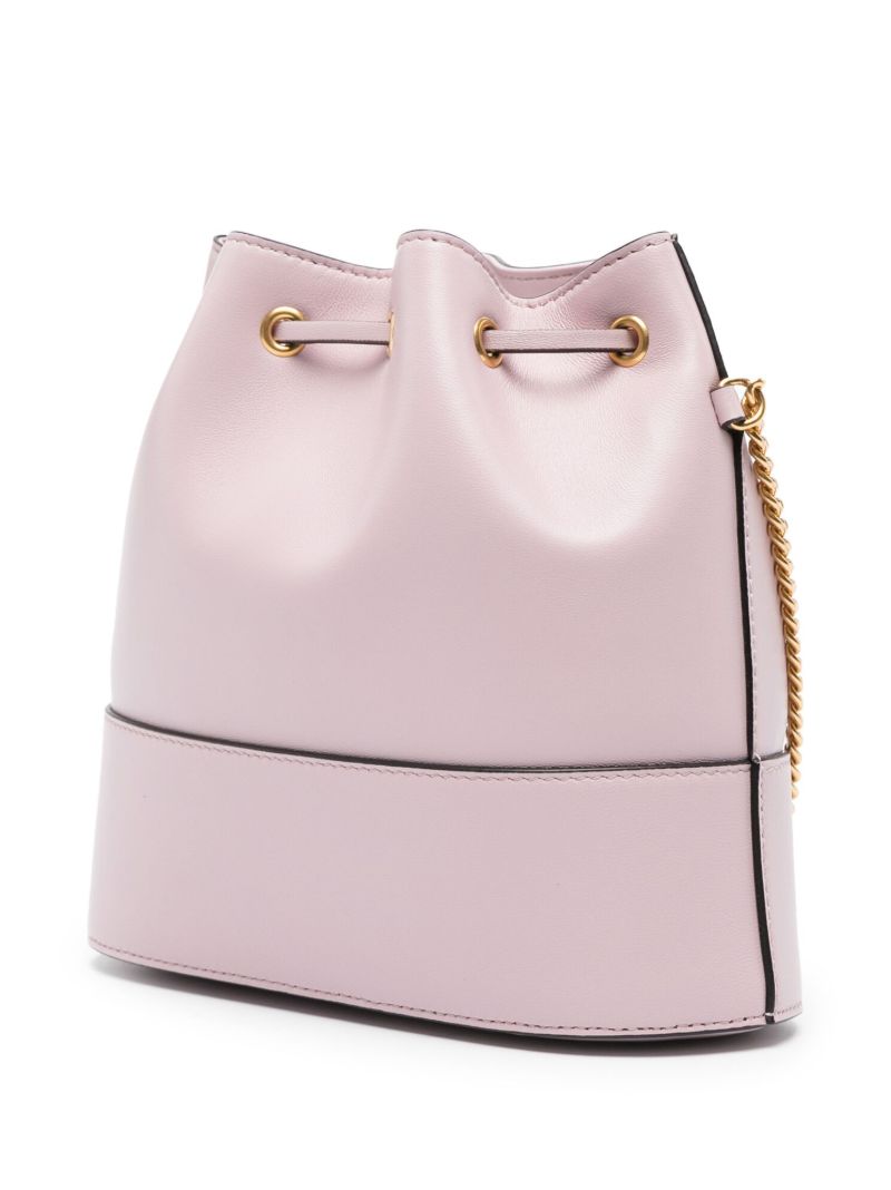 Pink Vlogo Signature Leather Bucket Bag