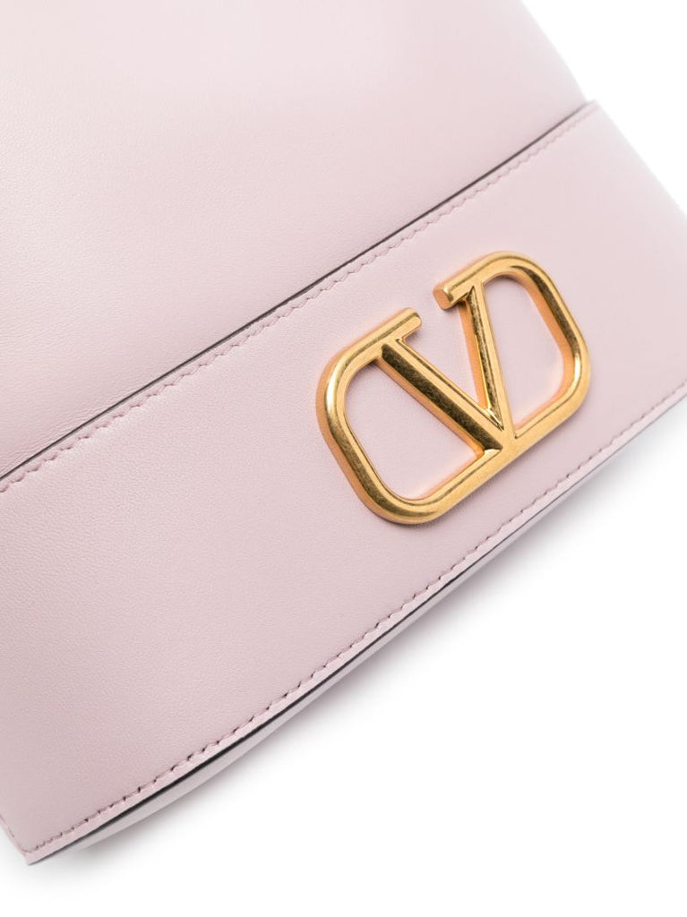 Pink Vlogo Signature Leather Bucket Bag