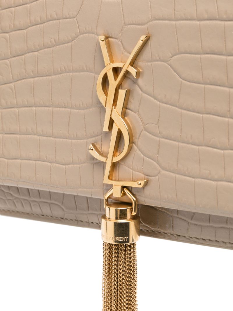 Neutral Kate Crocodile-effect Leather Cross Body Bag