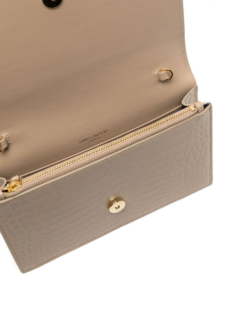 Neutral Kate Crocodile-effect Leather Cross Body Bag