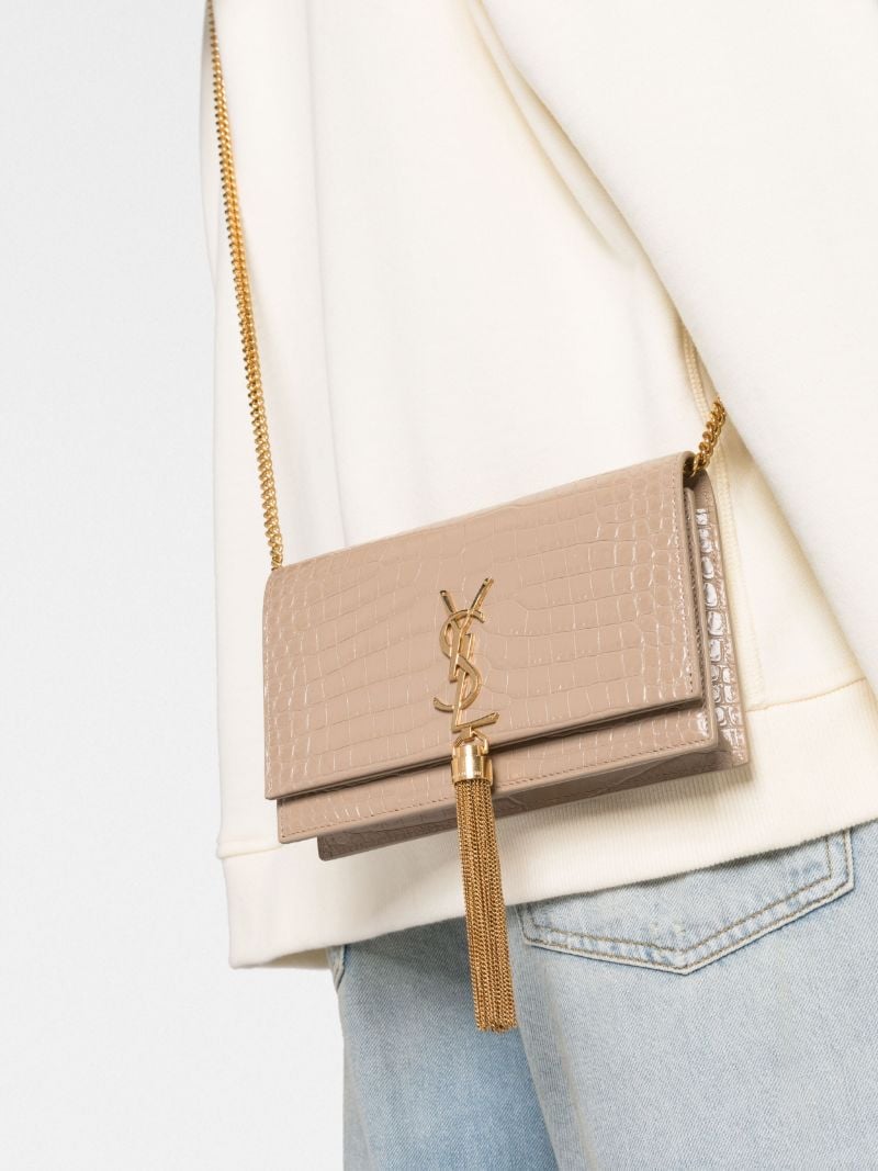 Neutral Kate Crocodile-effect Leather Cross Body Bag