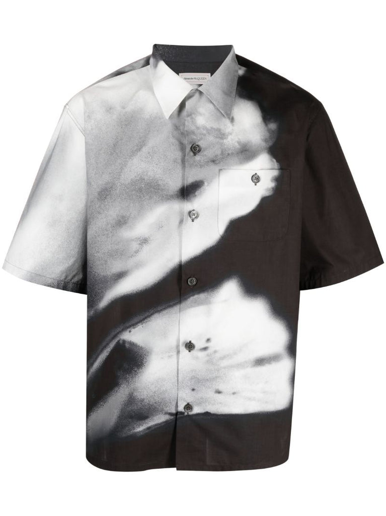 Black Solarised Flower Short Sleeve Shirt