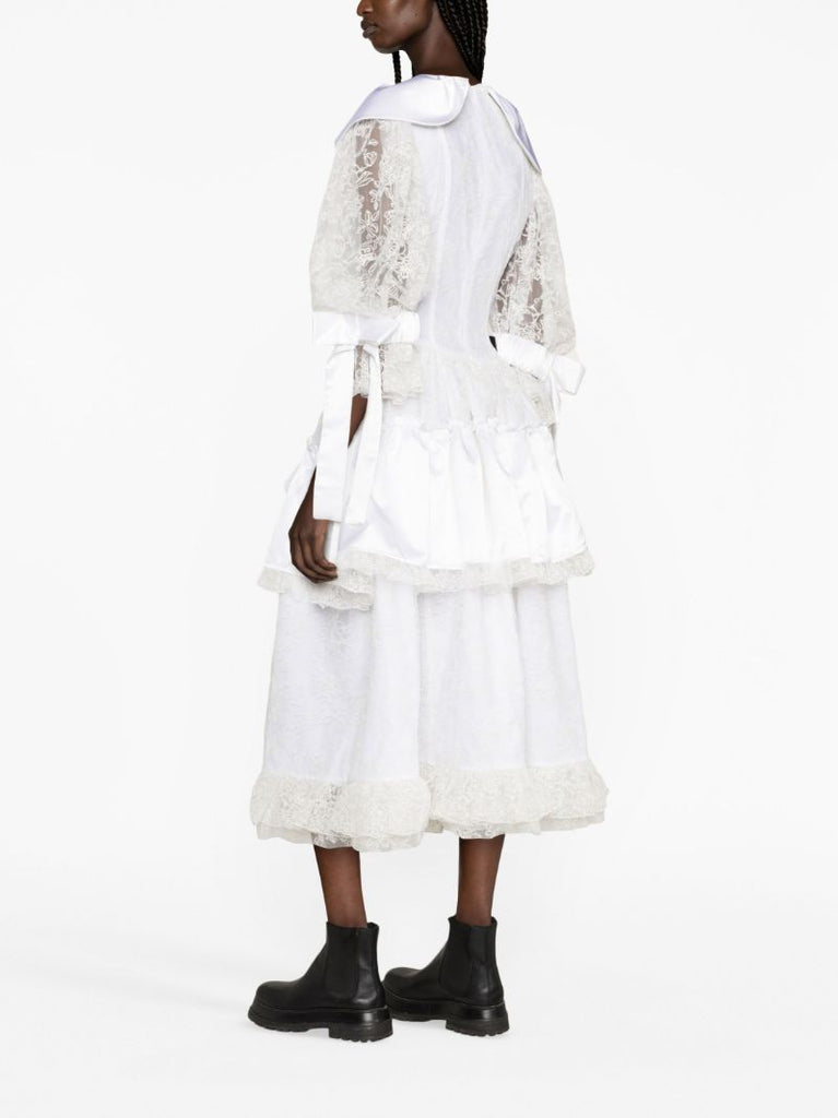 White Hoop Lace Midi Dress