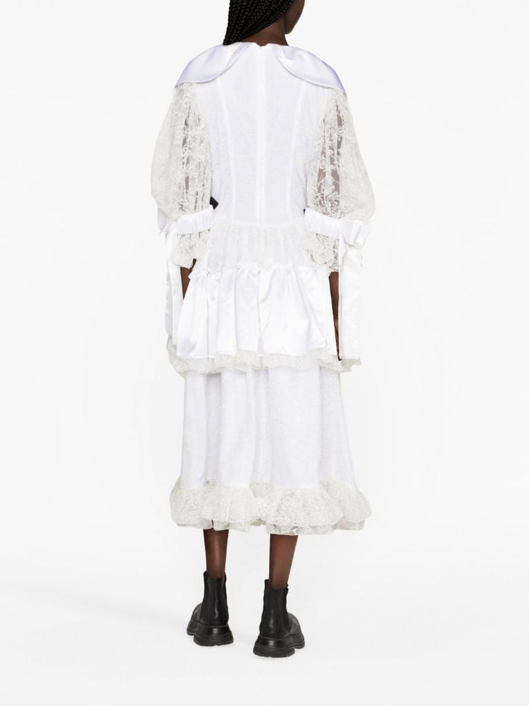 White Hoop Lace Midi Dress