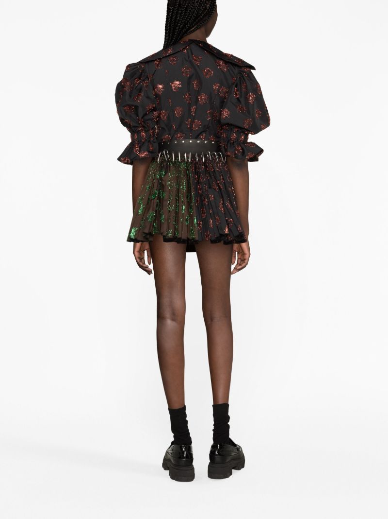 Brown Harpsichord Pleated Mini Dress