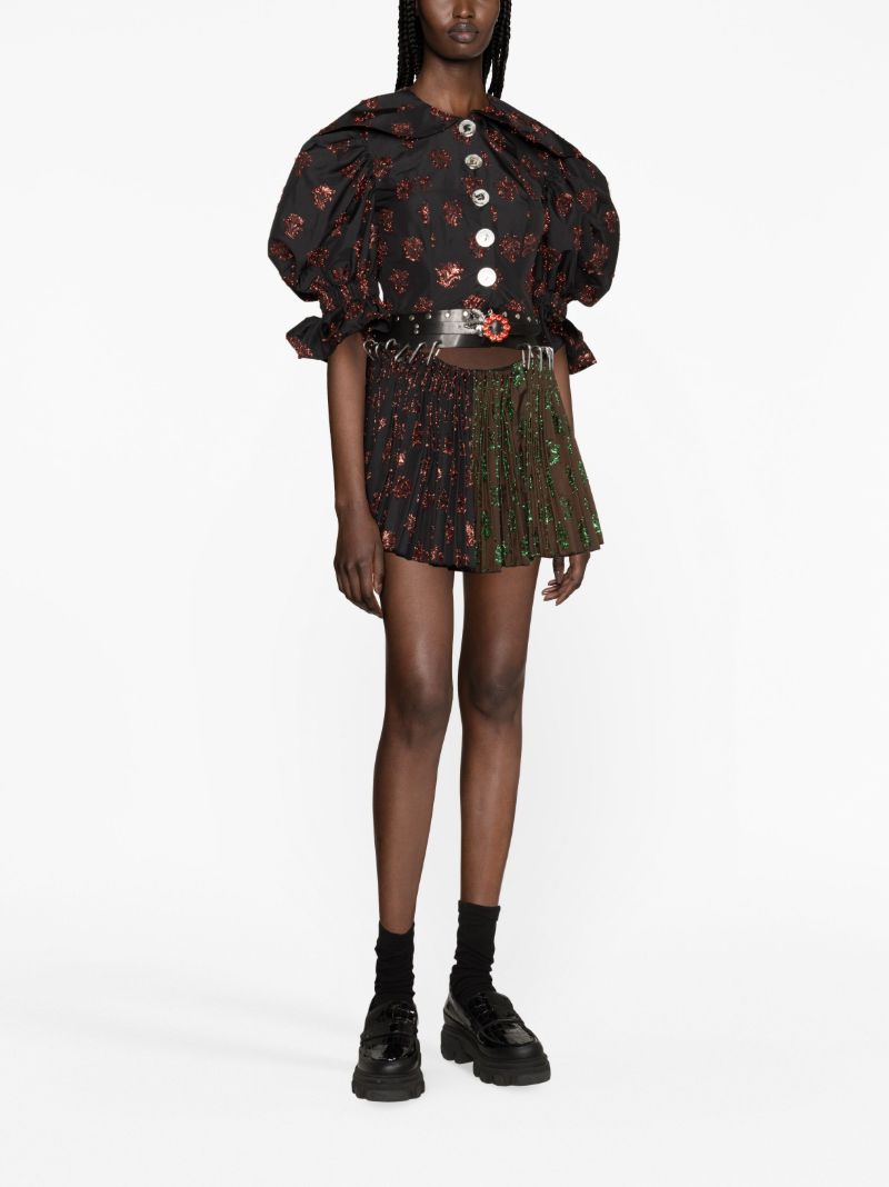 Brown Harpsichord Pleated Mini Dress