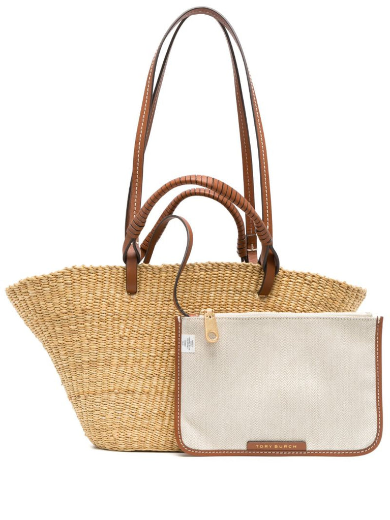Beige Logo Patch Tote Bag
