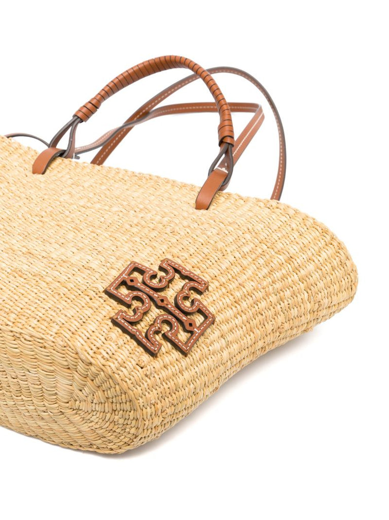 Beige Logo Patch Tote Bag
