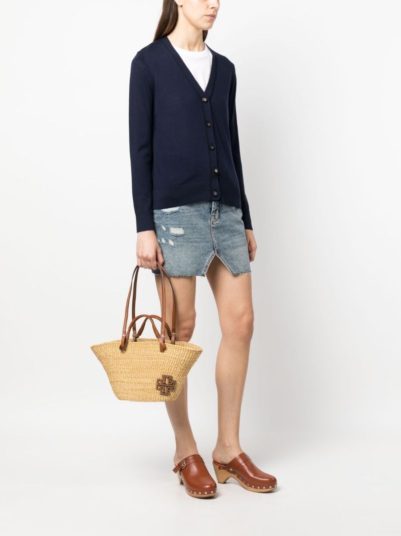 Beige Logo Patch Tote Bag
