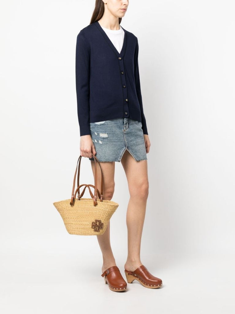 Beige Logo Patch Tote Bag