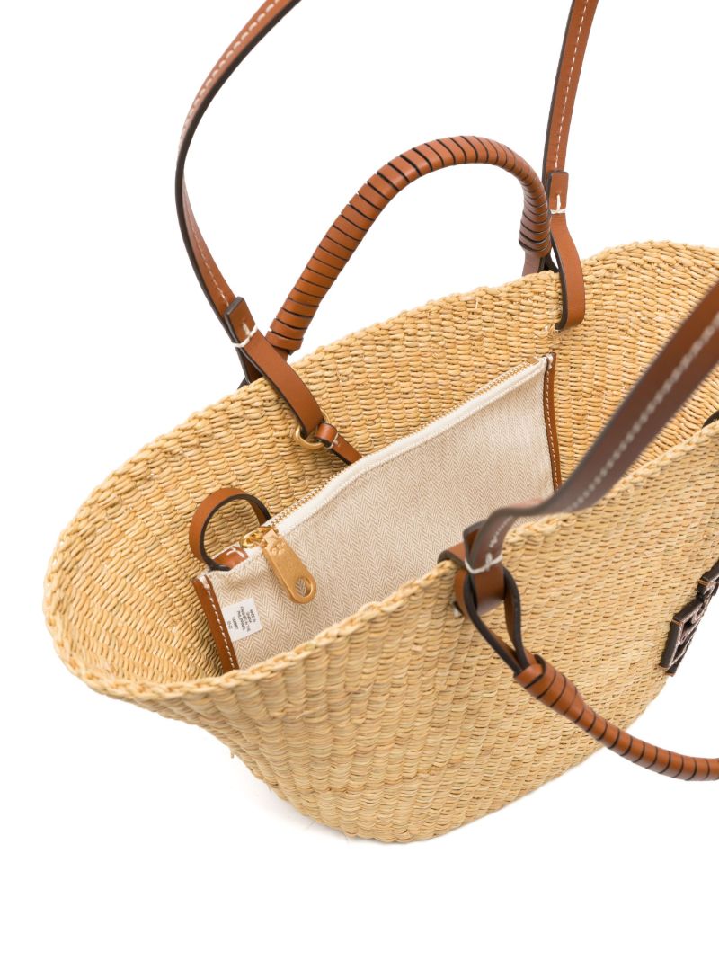 Beige Logo Patch Tote Bag