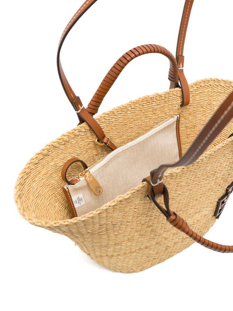 Beige Logo Patch Tote Bag