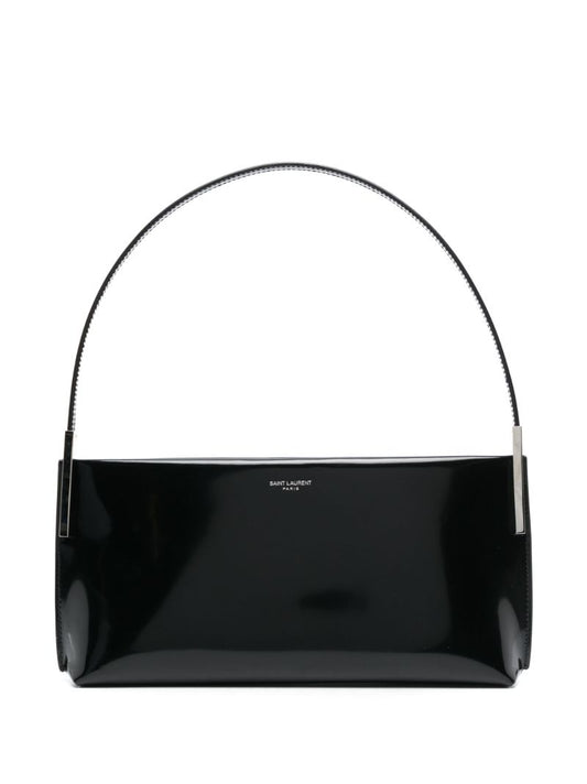 Black Suzanne Small Patent Leather Shoulder Bag