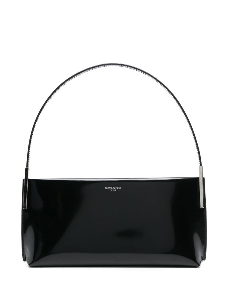 Black Suzanne Small Patent Leather Shoulder Bag