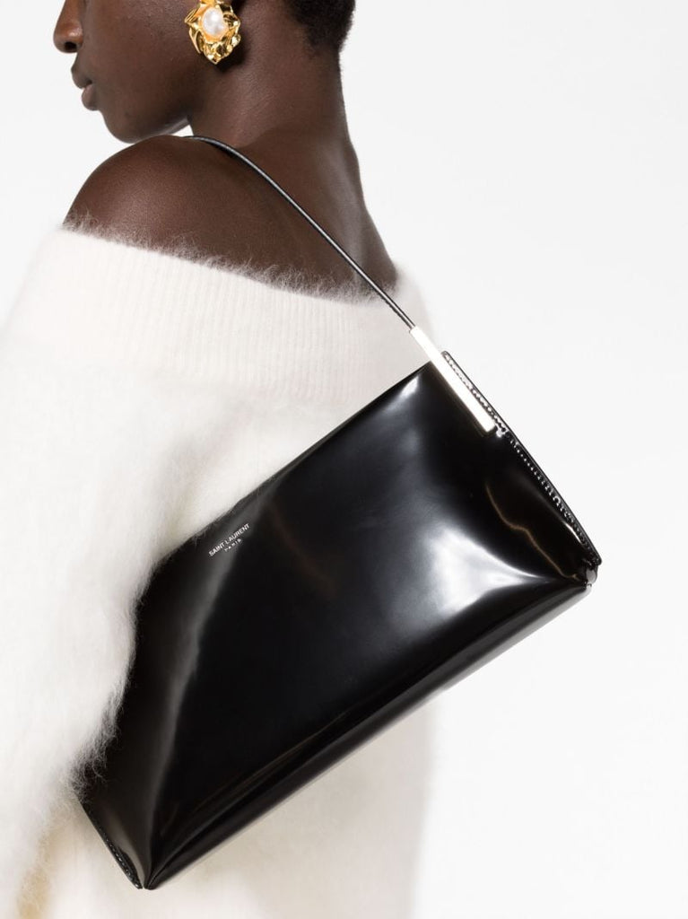 Black Suzanne Small Patent Leather Shoulder Bag
