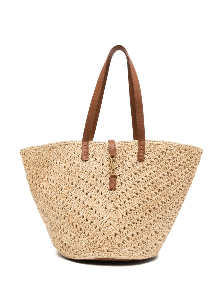 Brown Panier Medium Raffia Basket Bag