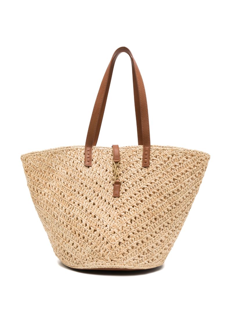 Brown Panier Medium Raffia Basket Bag