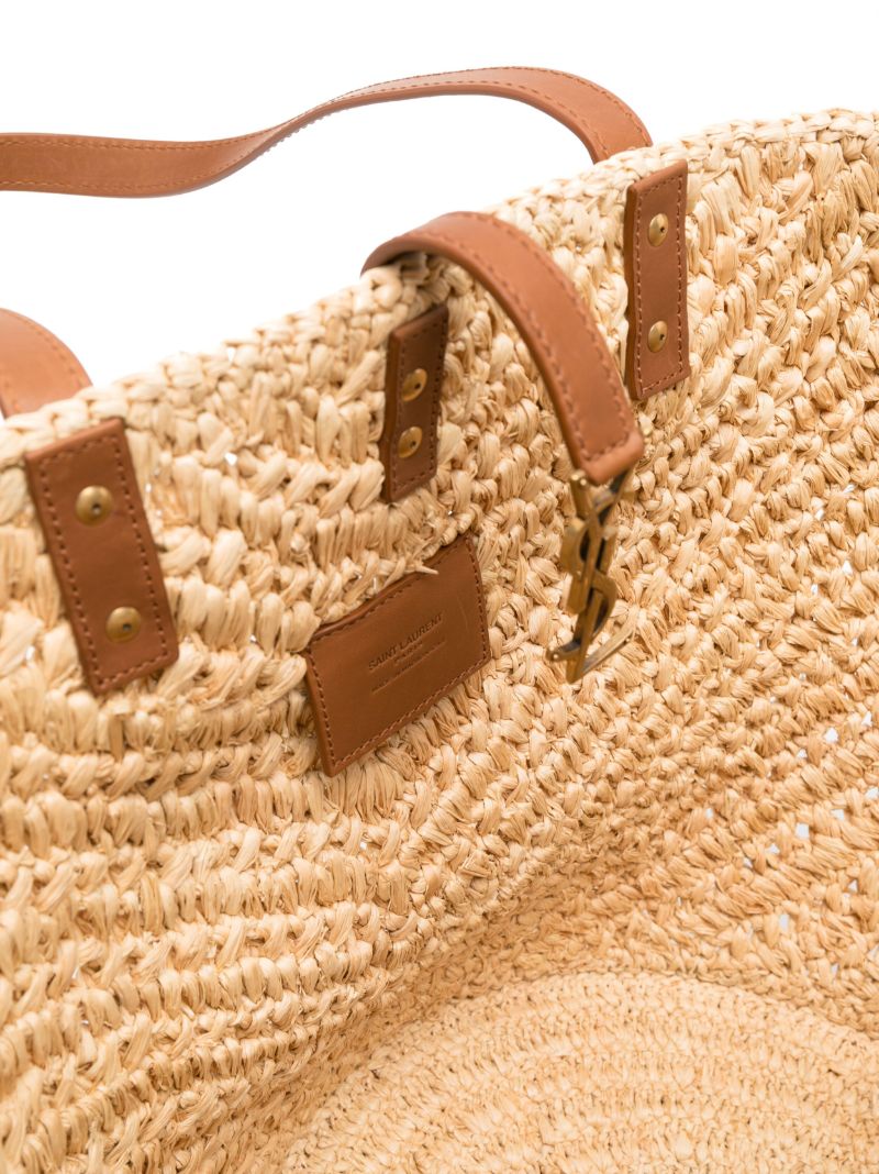 Brown Panier Medium Raffia Basket Bag
