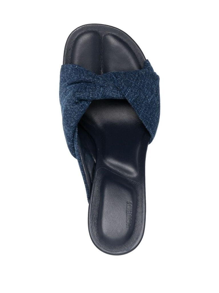Blue Les Mules Bagnu 80 Denim Mules