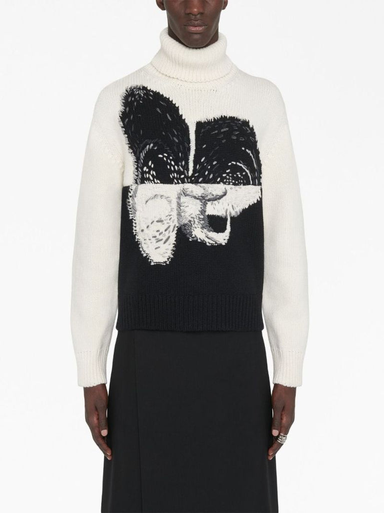 Neutral Spliced Orchid Cashmere Sweater