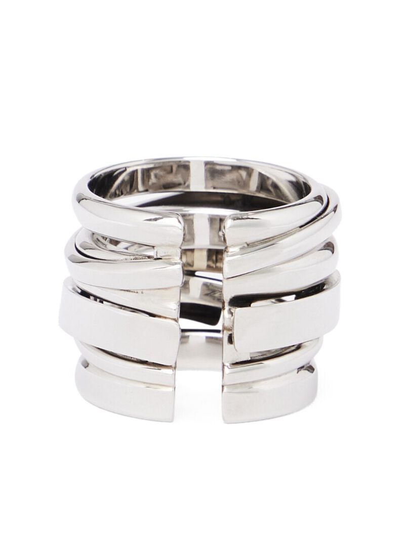 Silver-tone Fine Accumulation Layered Ring