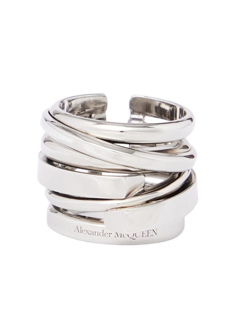 Silver-tone Fine Accumulation Layered Ring