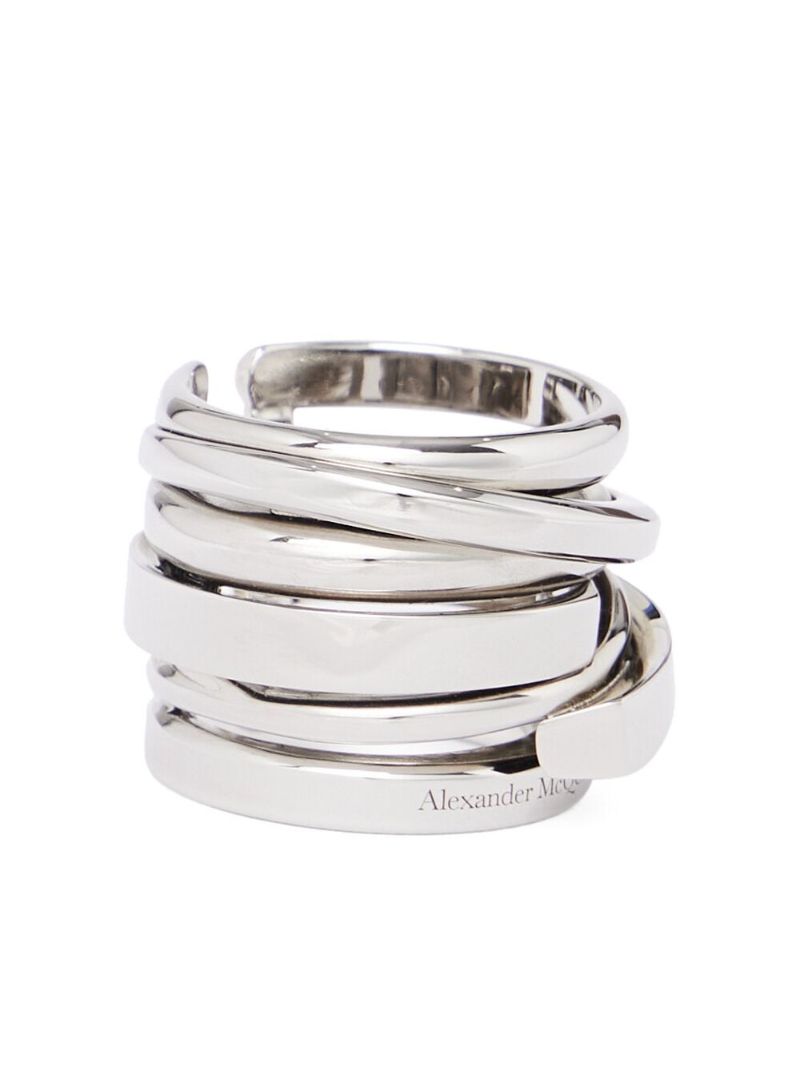 Silver-tone Fine Accumulation Layered Ring
