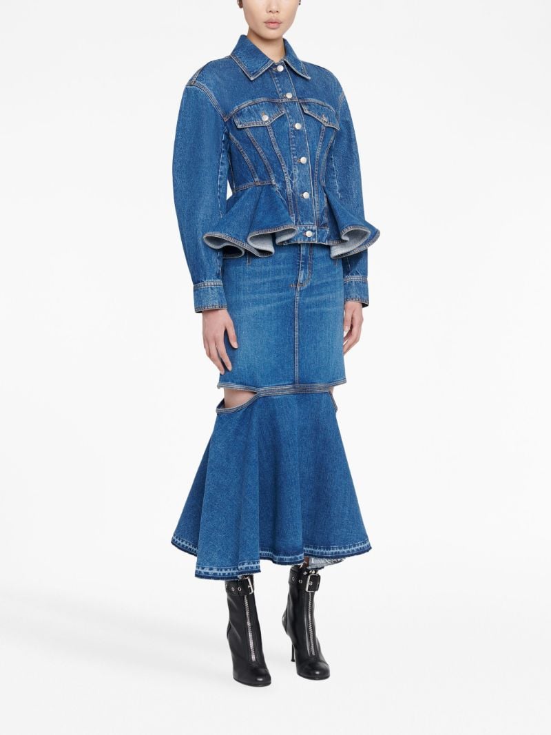 Blue Peplum Denim Jacket