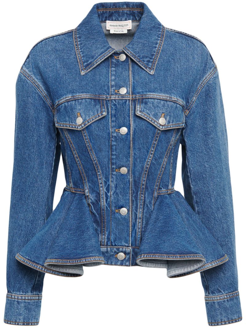 Blue Peplum Denim Jacket