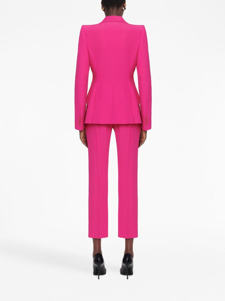 Pink Cropped Straight-leg Trousers