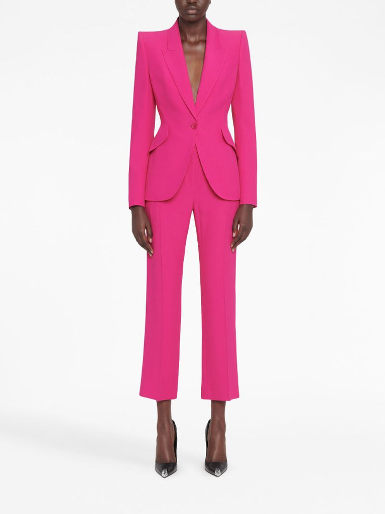 Pink Cropped Straight-leg Trousers