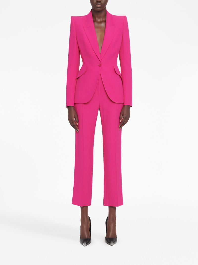 Pink Cropped Straight-leg Trousers