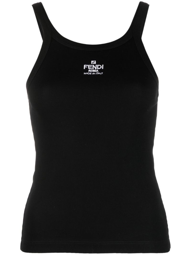 Black Logo Embroidered Tank Top